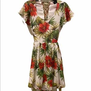 Floral Lace Up Dress